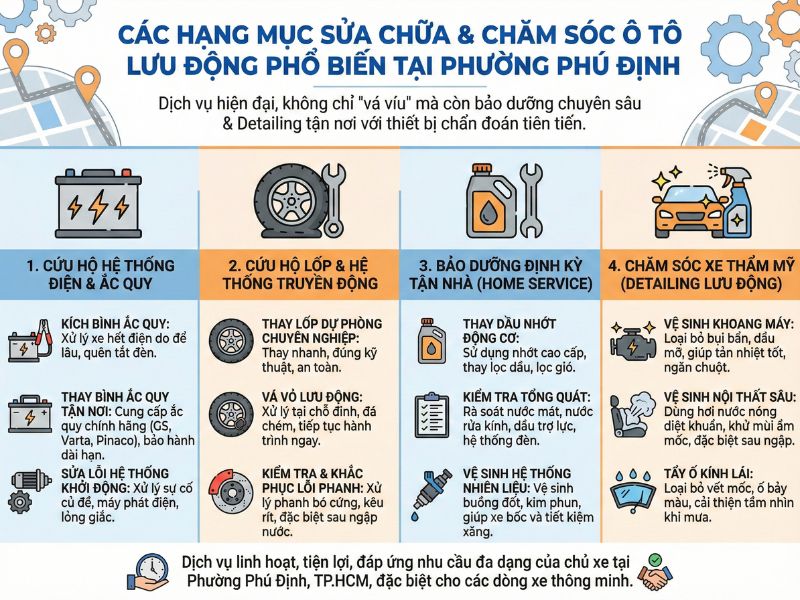 Các dịch vụ sửa xe lưu động của Thanh Phong